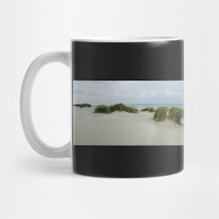 Panorama of grassy dunes along the North Sea Mug